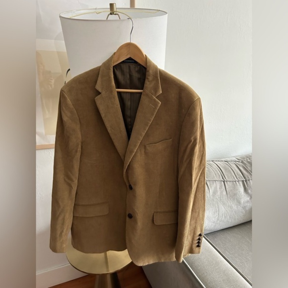 Vintage DOCKERS Blazer Preppy Old Money 44R Tan Corduroy Classiccore 90s - Picture 1 of 14